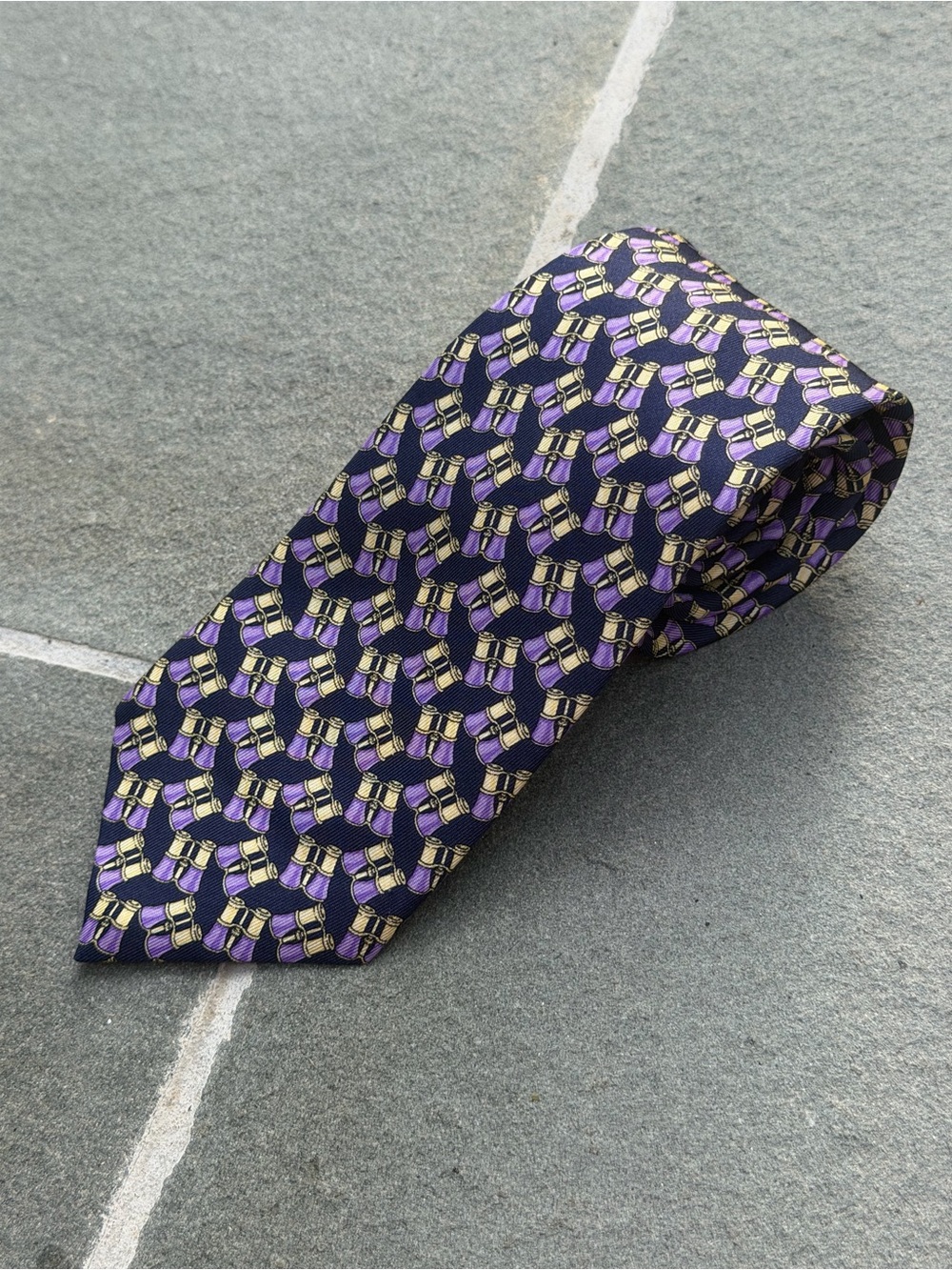 Thomas Pink Blue purple Yellow Binoculars Silk Necktie Made in England